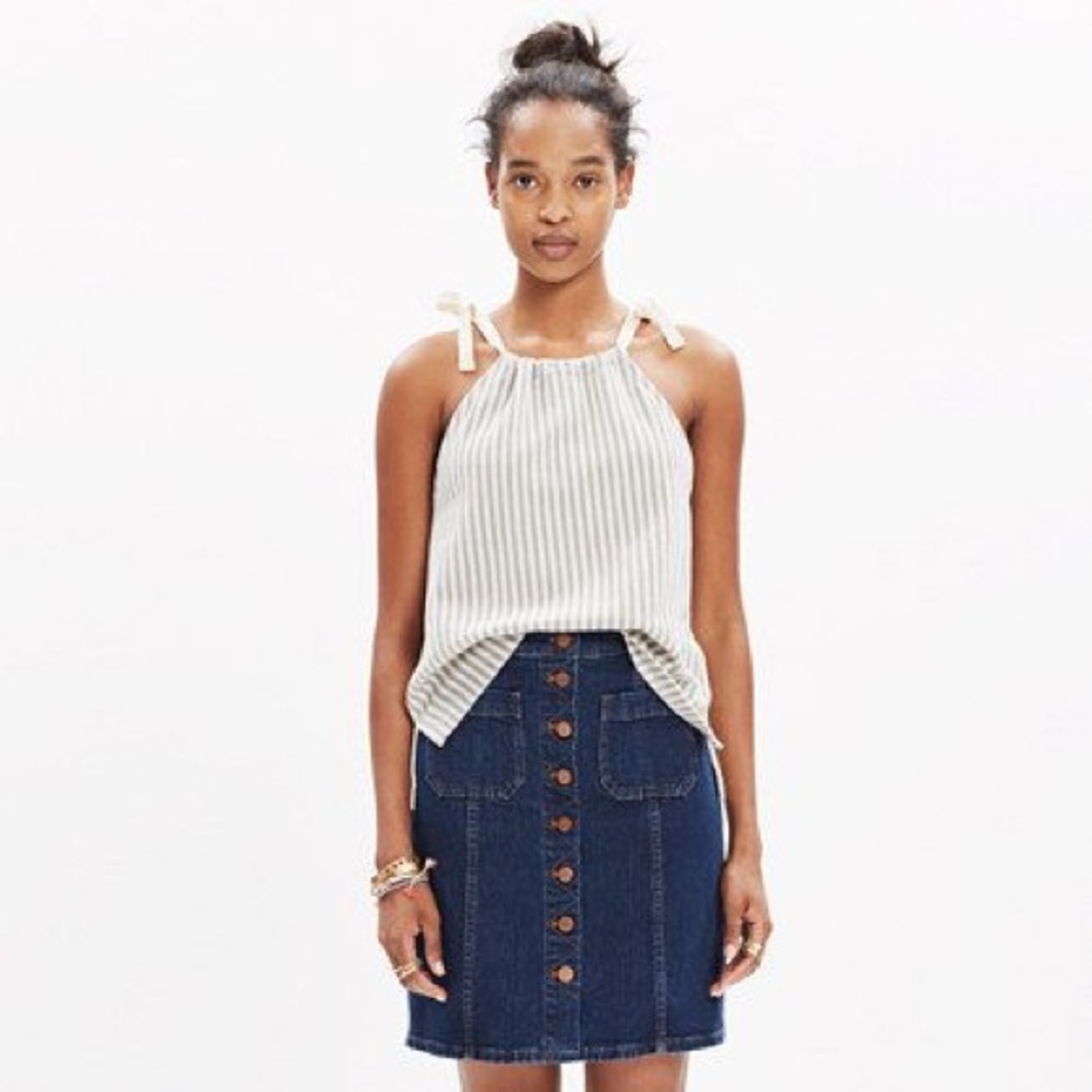 Striped Tie-Shoulder top